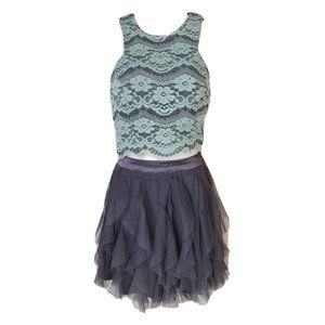 Teeze Me 2 piece Halter Dress Lace Tulle/Mesh size 5/6 Fully Lined Molded Cups